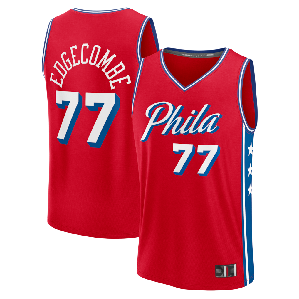 Edoa P.76ers #77 VJ Edgecombe Red Fast Break Replica Player Jerseys - Statement Edition