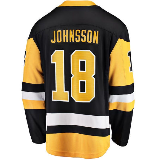 P.Penguins #18 Andreas Johnsson Fanatics Home Breakaway Jersey - Black Stitched American Hockey Jerseys