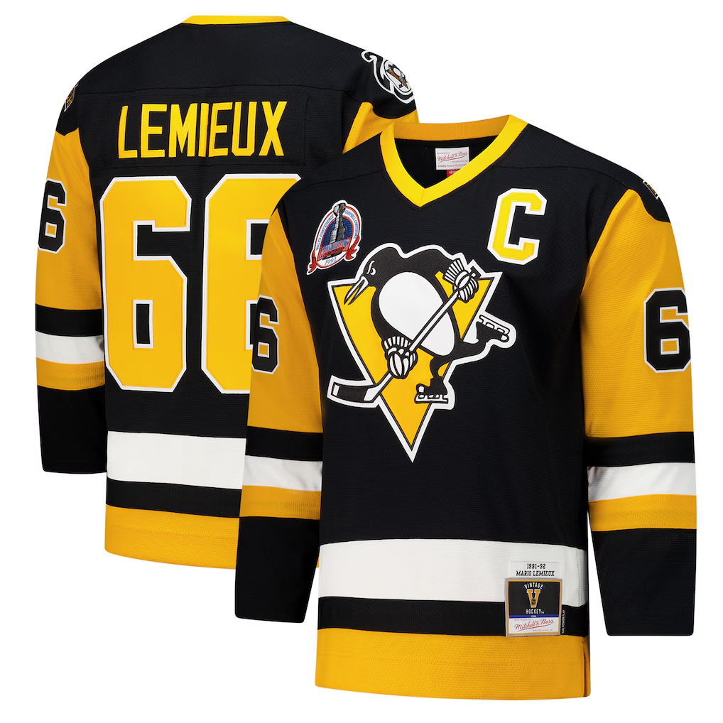 Gdoa P.Penguins #66 Mario Lemieux Black 1991?92 Power Play Jerseys