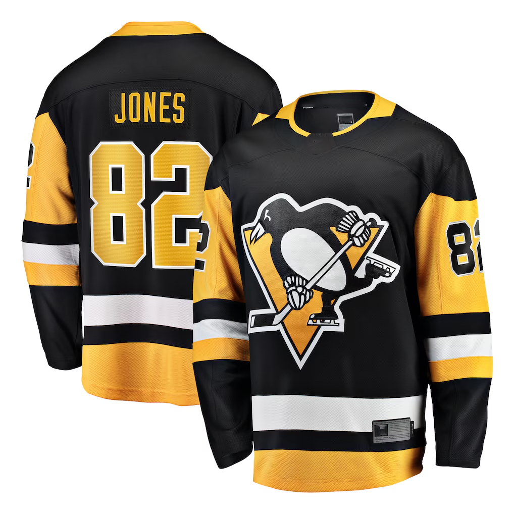 Gdoa P.Penguins #82 Caleb Jones Black Home Breakaway Jerseys