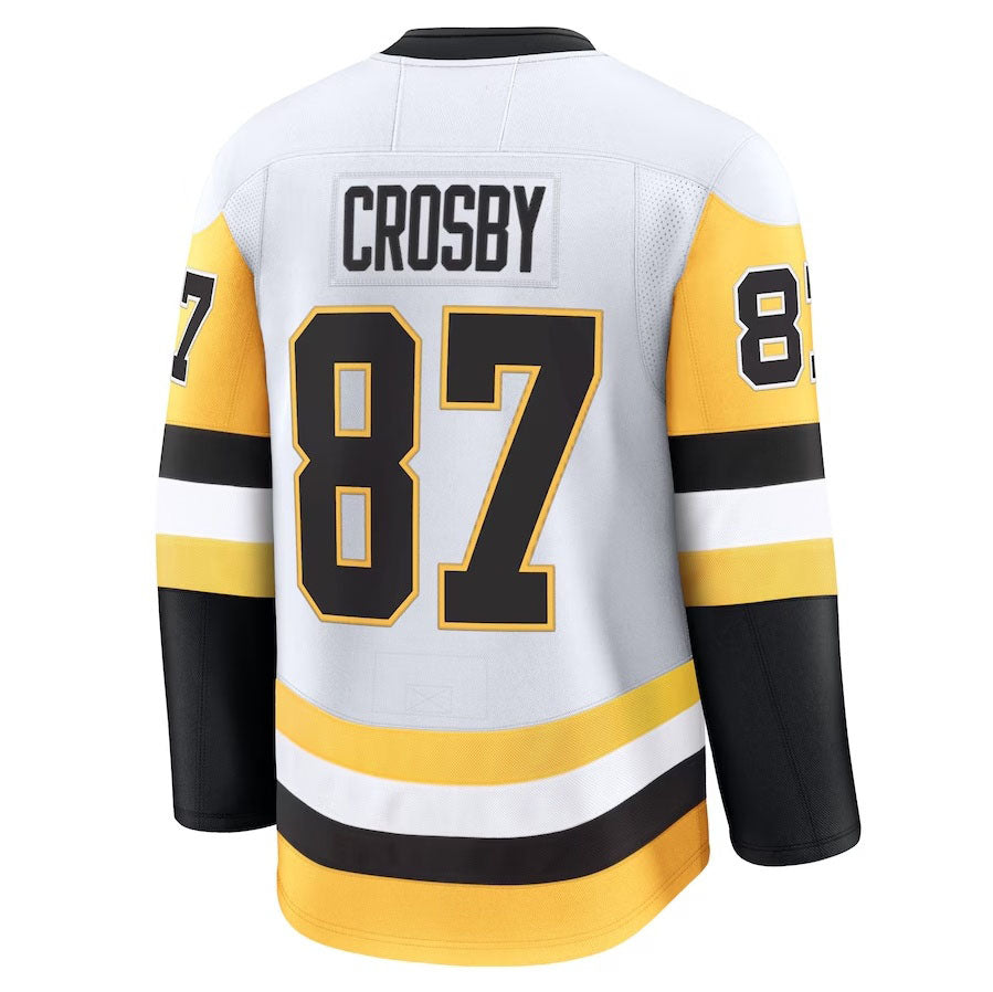 P.Penguins #87 Sidney Crosby Fanatics Away Premium Jersey - White Stitched American Hockey Jerseys