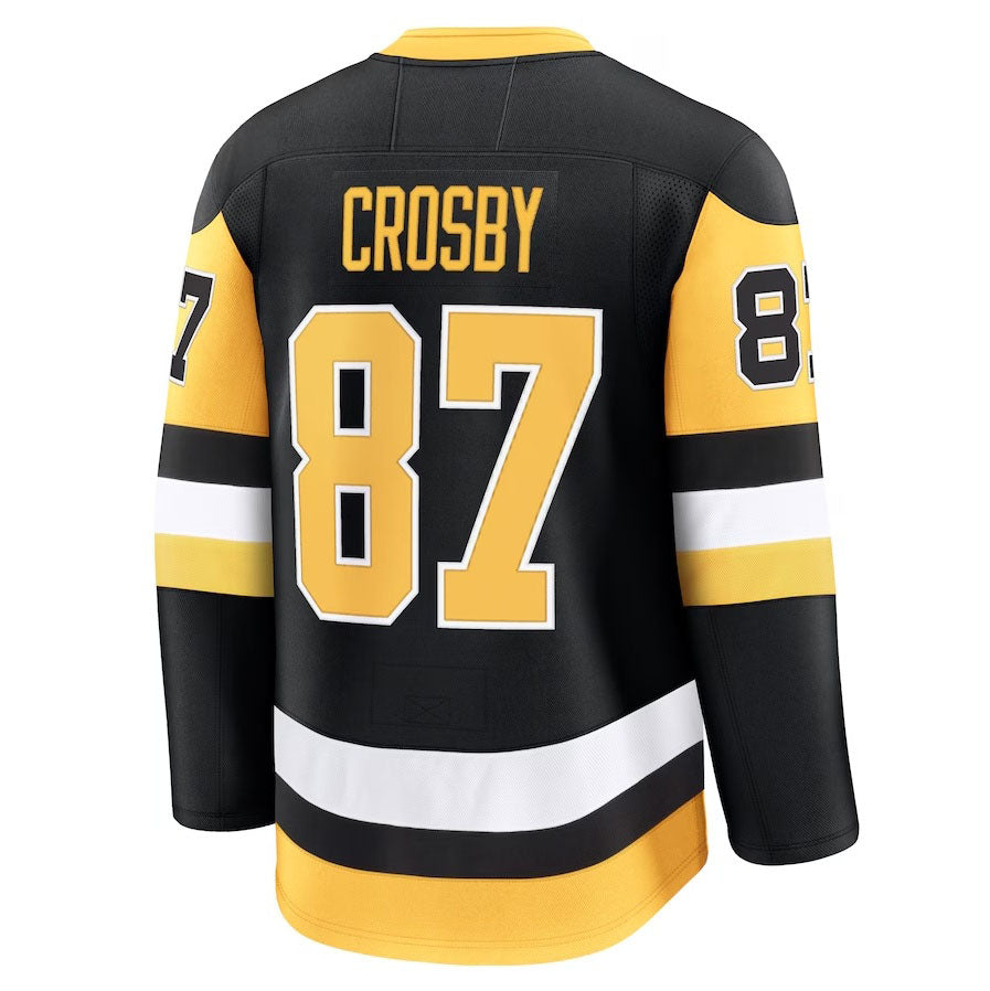 P.Penguins #87 Sidney Crosby Fanatics Home Premium Jersey - Black Stitched American Hockey Jerseys