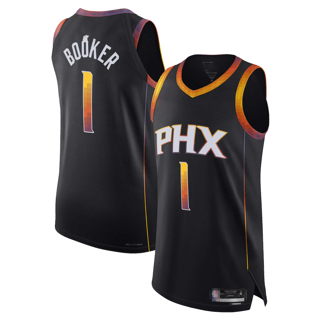 Edoa P.Suns #1 Devin Booker Black Authentic Player Jerseys - Statement Edition