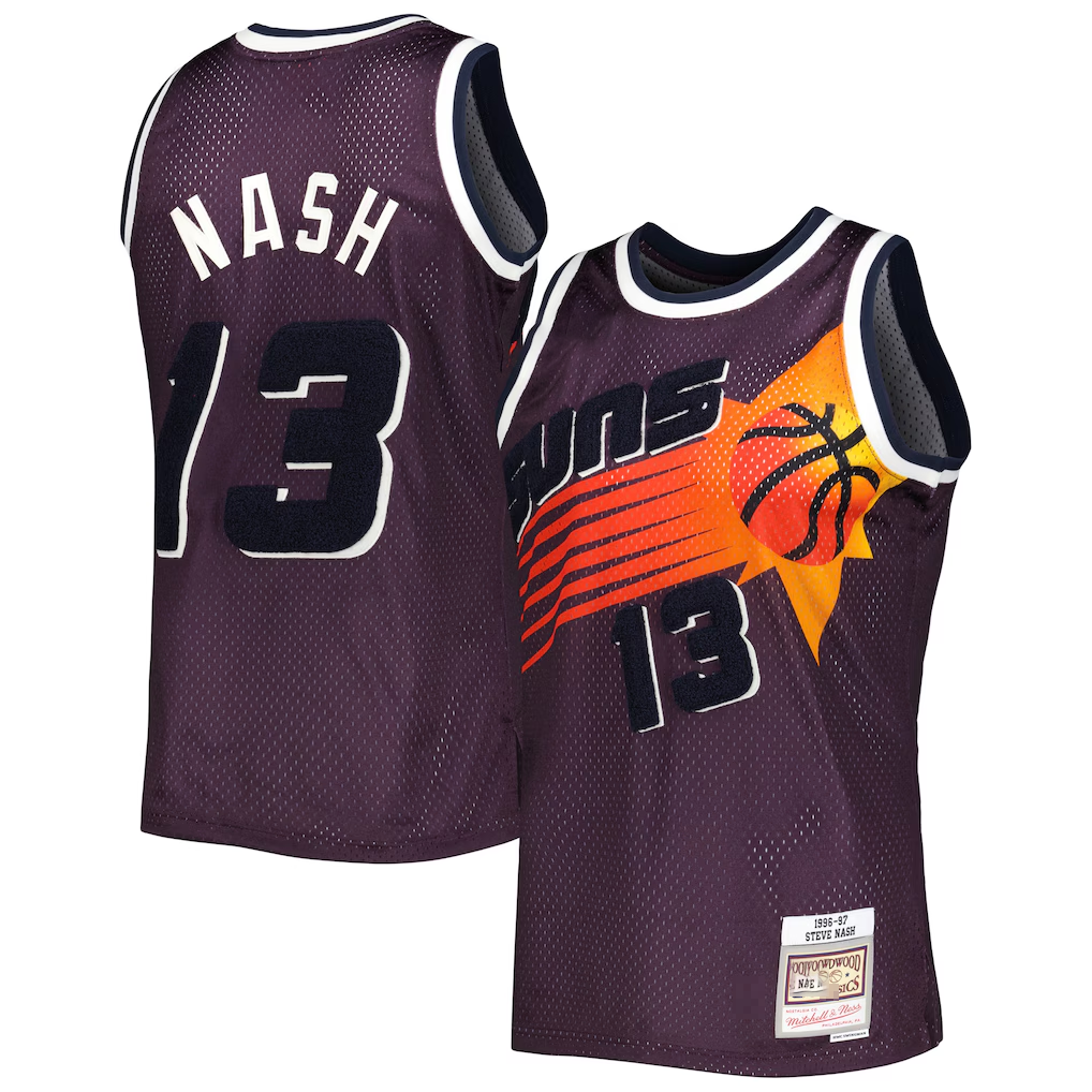 Edoa P.Sunss #13 Steve Nash Mitchell & Ness Purple 1996-1997 Hardwood Classics Off-Court Swingman Jerseys