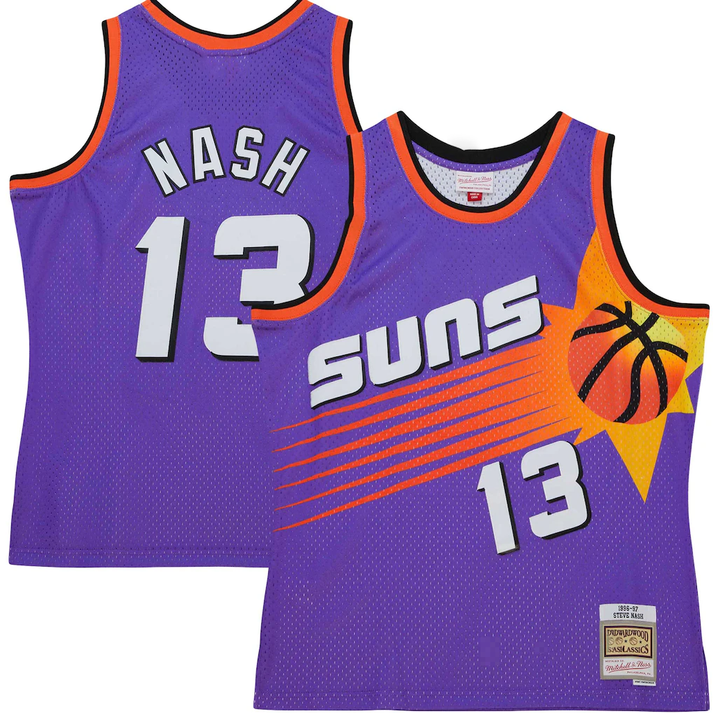 Edoa P.Sunss #13 Steve Nash Mitchell & Ness Purple Hardwood Classics 1996-1997 Tropical Swingman Jerseys