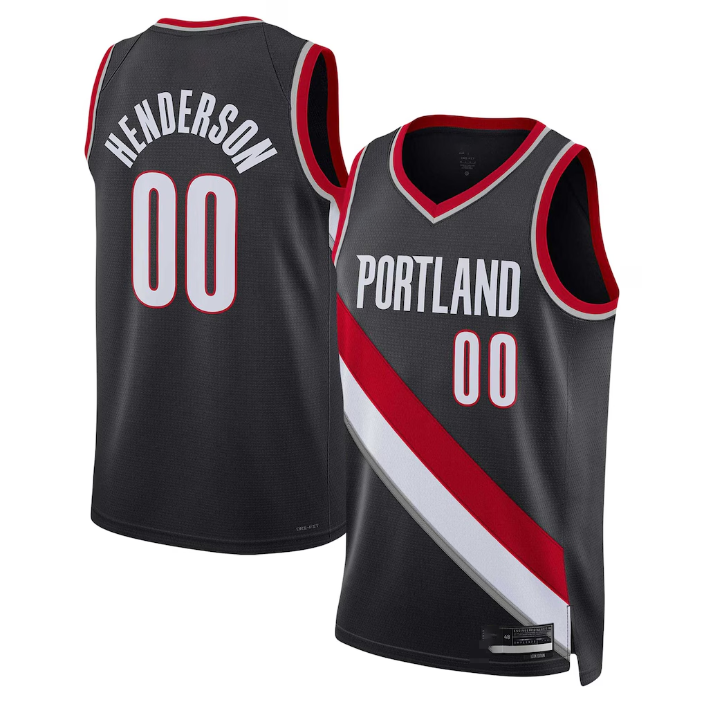 Edoa PT.Blazers #00 Scoot Henderson Black 2023 NBA Draft Swingman Jerseys - Icon Edition