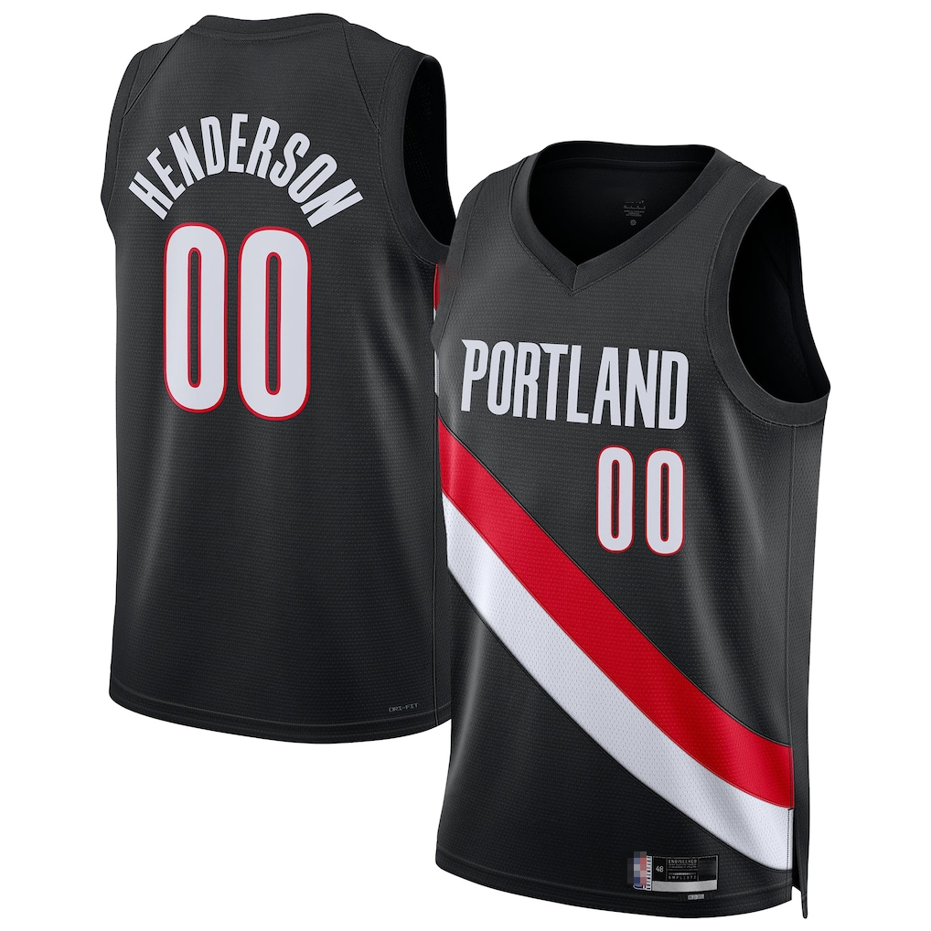 Edoa PT.Blazers #00 Scoot Henderson Black Swingman Jerseys - Icon Edition