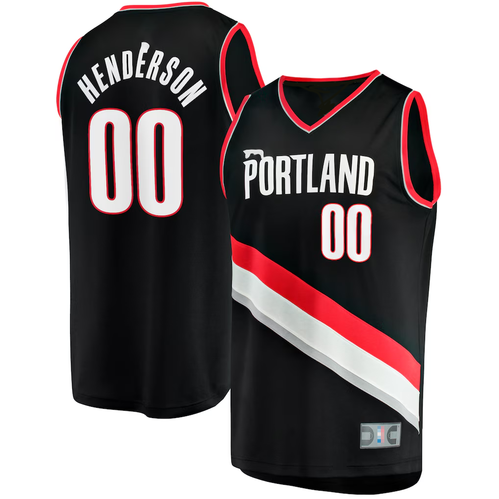 Edoa PT.Blazers #00 Scoot Henderson Fanatics Black Fast Break Replica Jerseys - Icon Edition