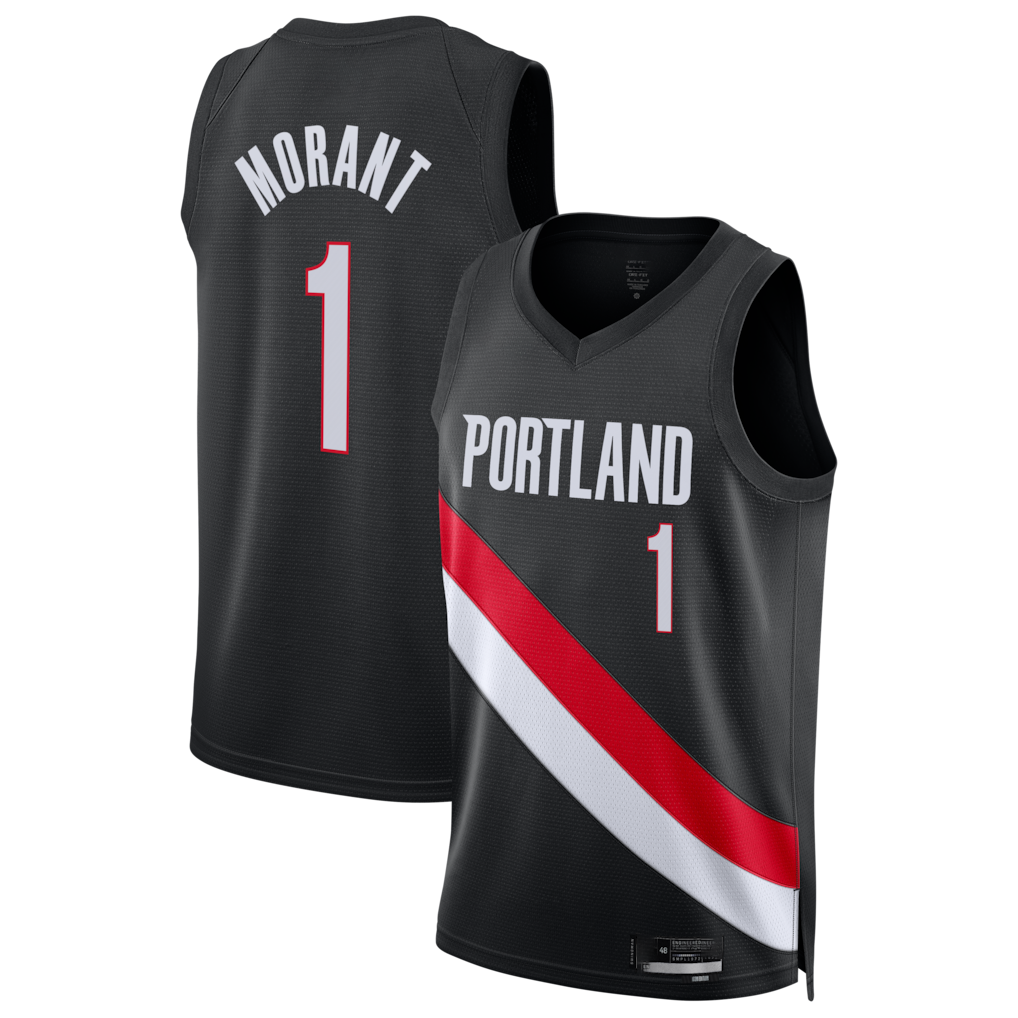 Edoa PT.Blazers #1 Ja Morant Black Swingman Jerseys - Icon Edition