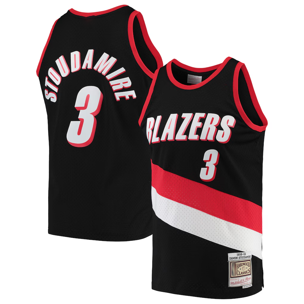 Edoa PT.Blazers #3 Damon Stoudamire Mitchell & Ness Black 1999-2000 Hardwood Classics Swingman Jerseys