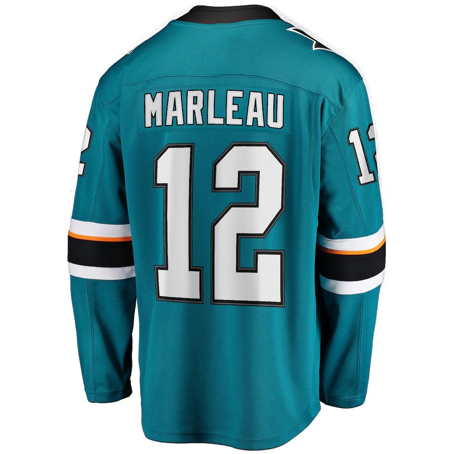 SJ.Sharks #12 Patrick Marleau Fanatics Branded Replica Player Jersey  Teal Stitched American Hockey Jerseys