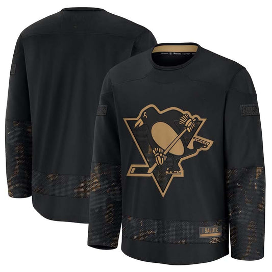 P.Penguins Fanatics 2024 Military Appreciation Practice Jersey - Black Stitched American Hockey Jerseys