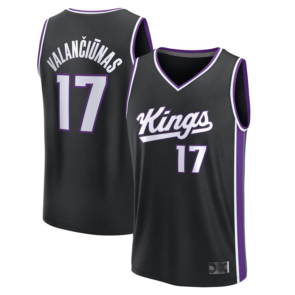 Edoa S.Kings #17 Jonas Valan?i¨±nas Fanatics Black Fast Break Replica Jerseys - Icon Edition