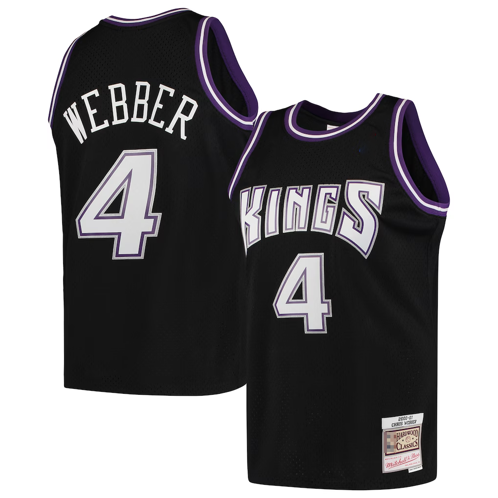 Edoa S.Kings #4 Chris Webber Mitchell & Ness Black 2000-2001 Hardwood Classics Swingman Jerseys