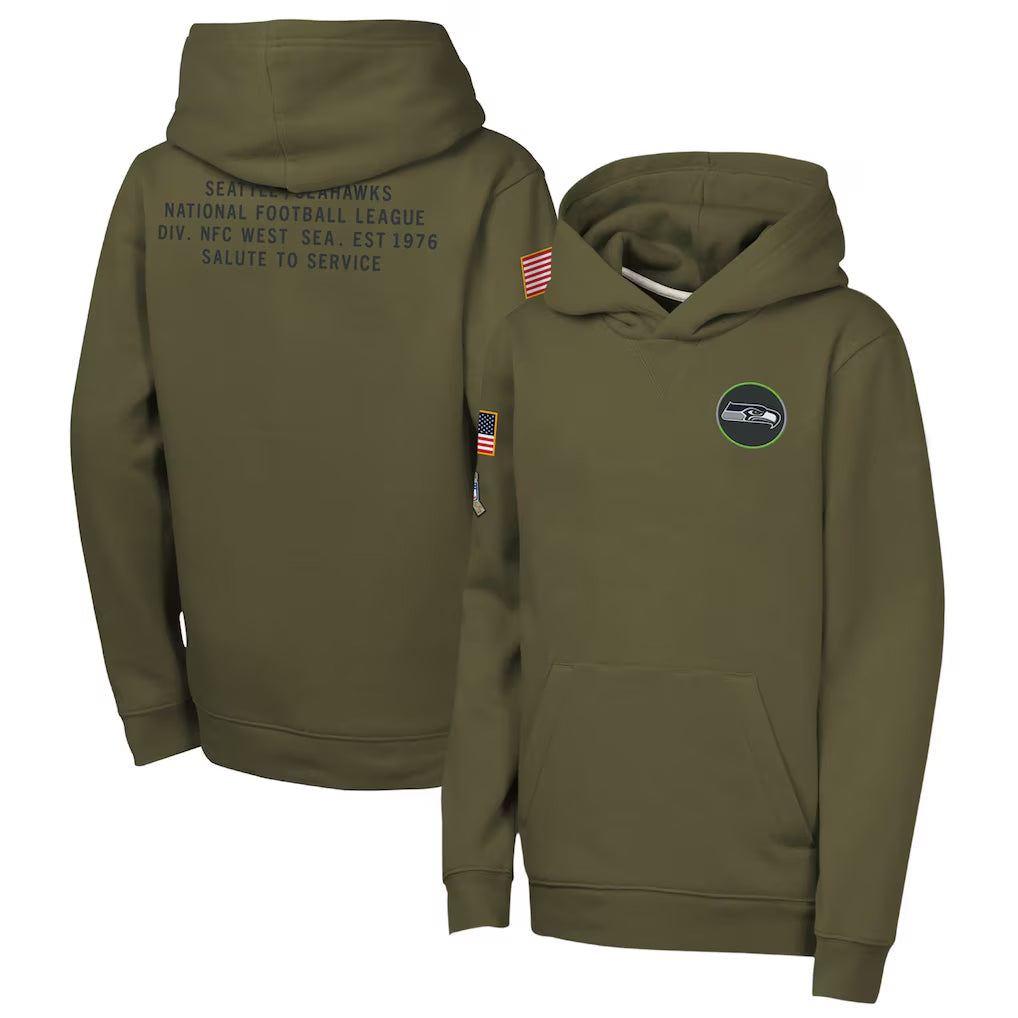 S.Seahawks Player Olive Salute to Service Club Fleece Hoodie Football Jerseys
