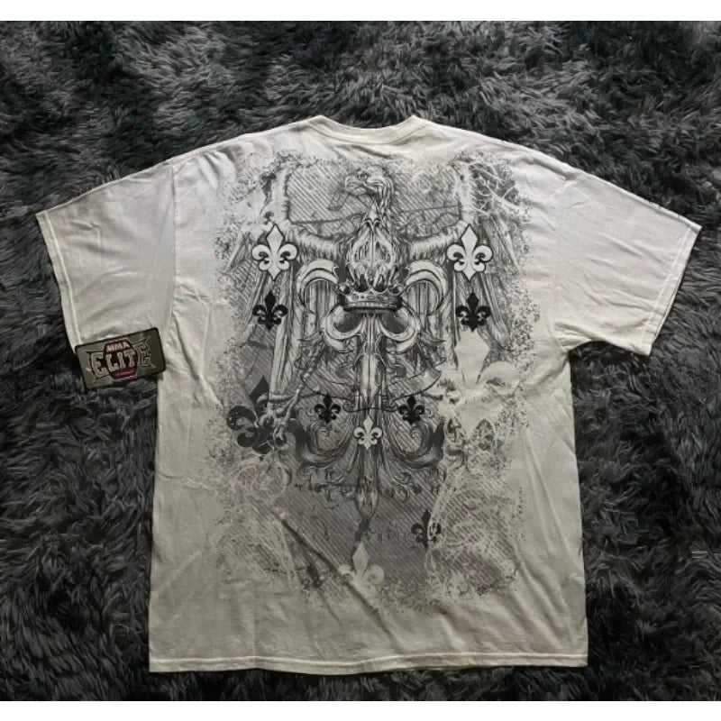 Cheap T-shirt Jerseys 90s American Suffering Trendy Retro Fashion Print Round Neck Short Sleeved T shirt Women Y2K Street Style Gothic Couple Sports