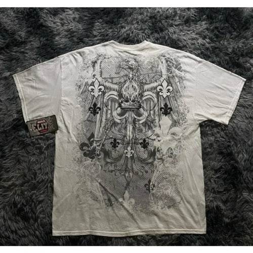 Cheap T-shirt Jerseys 90s American Suffering Trendy Retro Fashion Print Round Neck Short Sleeved T shirt Women Y2K Street Style Gothic Couple Sports