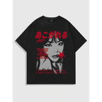 Cheap T-shirt Jerseys【New Arrival】Harajuku Y2K Anime Girl "Everyday is a New Day" Graphic T-Shirt | Grunge Black Cotton Tee