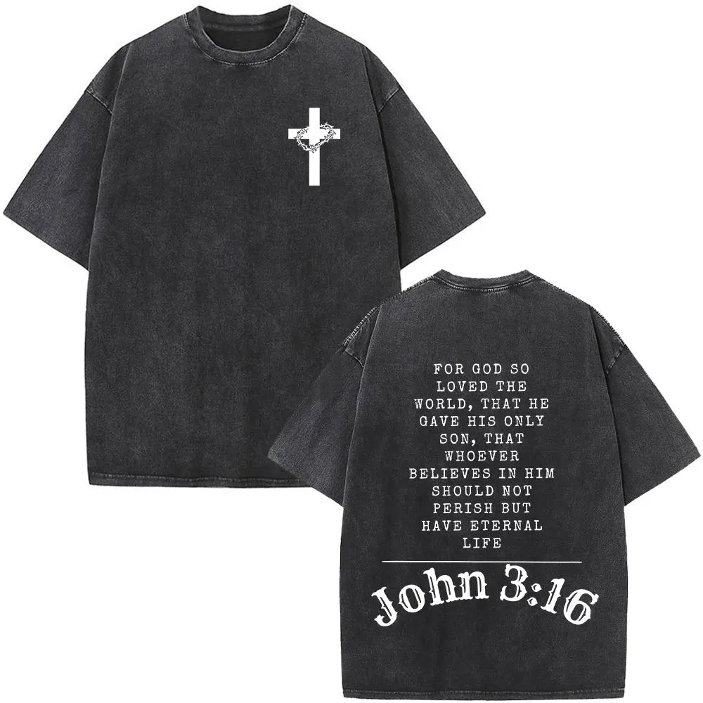 Cheap T-shirt Jerseys Christian Jesus Faith Over Fear Bible Verse Washed T-shirts Men Women Fashion Vintage Oversized T Shirts Harajuku Cotton T-shirt