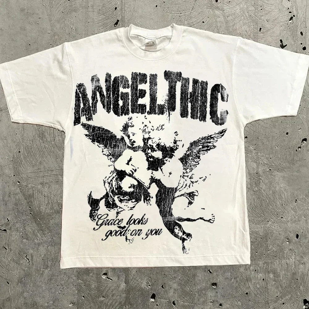 Cheap T-shirt Jerseys Harajuku Letter Graphic T Shirts Y2k Tops High Street Oversized T Shirt Pro Choice Streetwear Vintage Tee Clothing