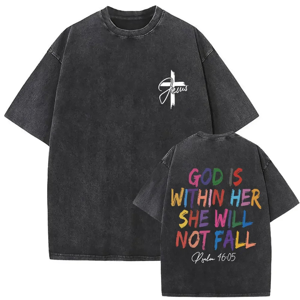 Cheap T-shirt Jerseys Christian Religious Jesus Forgive Them Father Vintage Washed T-shirt  Men Women Gothic Rock Oversized T Shirts Tops Streetwear
