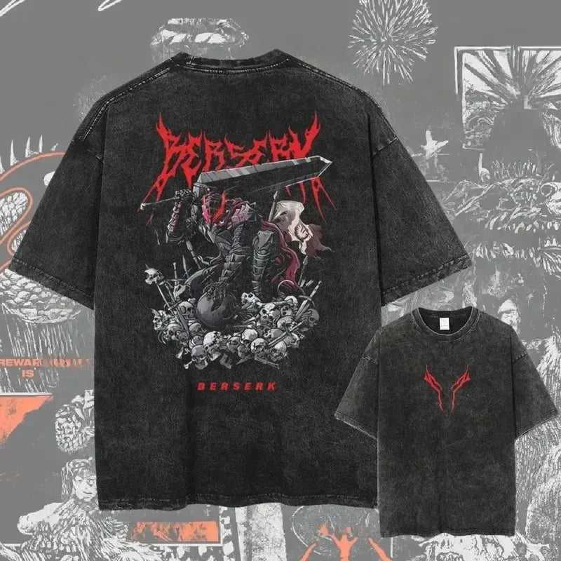 Cheap T-shirt Jerseys New Arrival Mens Clothes Tee Shirt Homme Graphic T-Shirts Men Tshirt for Men Ropa Hombre Washed Anime Berserk Baggy Camisetas