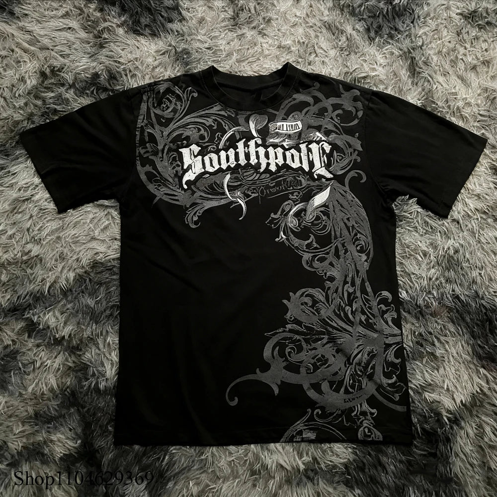 Cheap T-shirt Jerseys Classic Y2K Gothic Style T-shirt Print Oversized High Street Shirts Gothic Round Neck Cotton Tops New Mens Women T Shirt