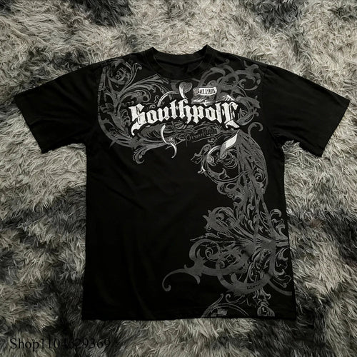 Cheap T-shirt Jerseys Classic Y2K Gothic Style T-shirt Print Oversized High Street Shirts Gothic Round Neck Cotton Tops New Mens Women T Shirt