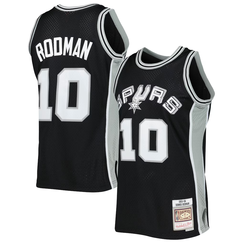 Edoa SA.Spurs #10 Dennis Rodman Mitchell & Ness Black 1993-1994 Hardwood Classics Swingman Jerseys