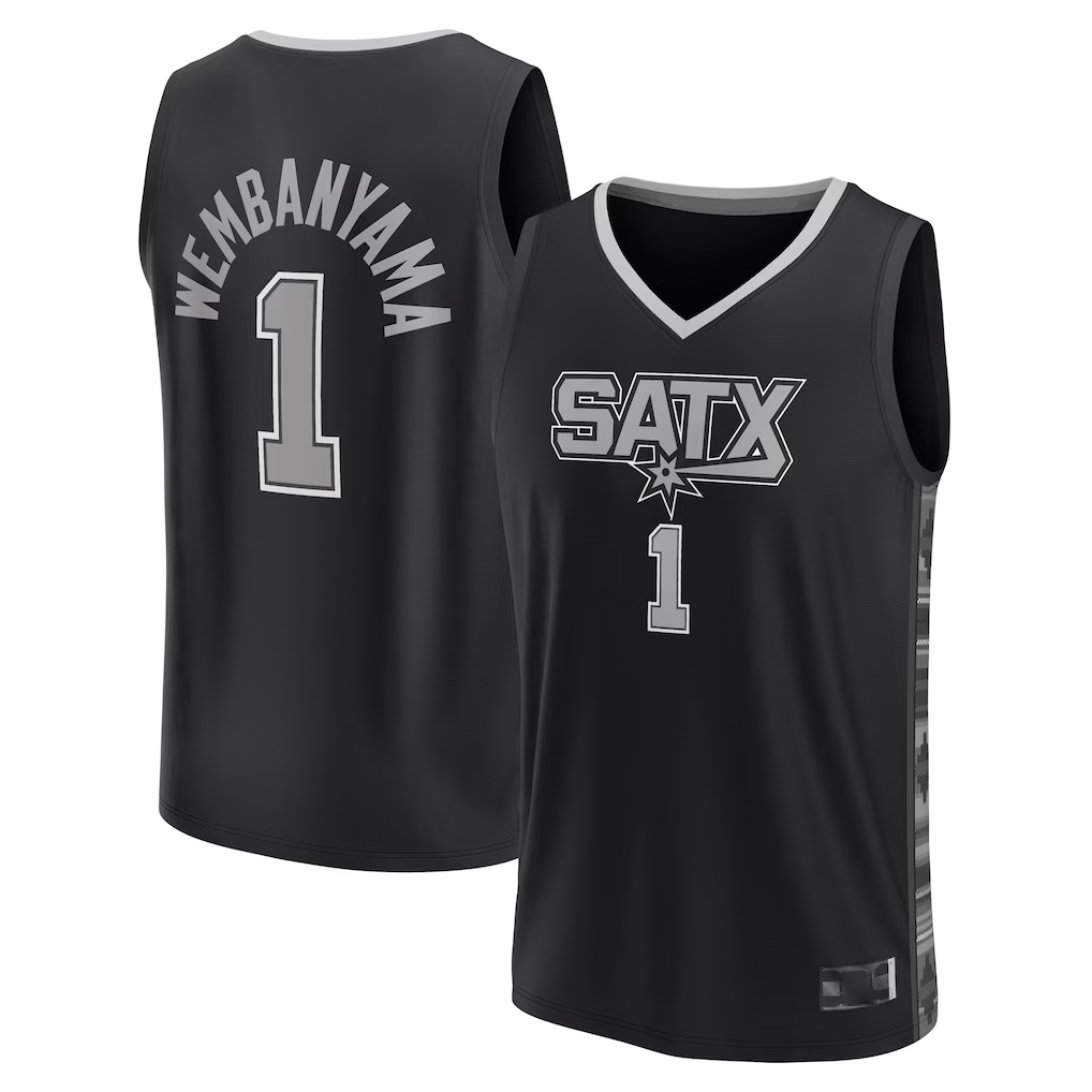 Edoa SA.Spurs #1 Victor Wembanyama Fanatics Black Fast Break Player Jerseys - Statement Edition