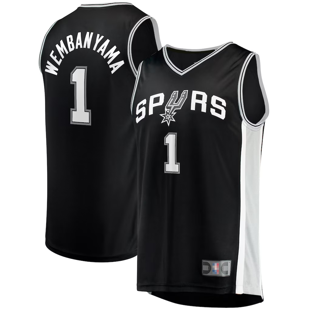 Edoa SA.Spurs #1 Victor Wembanyama Fanatics Black Fast Break Replica Jerseys - Icon Edition