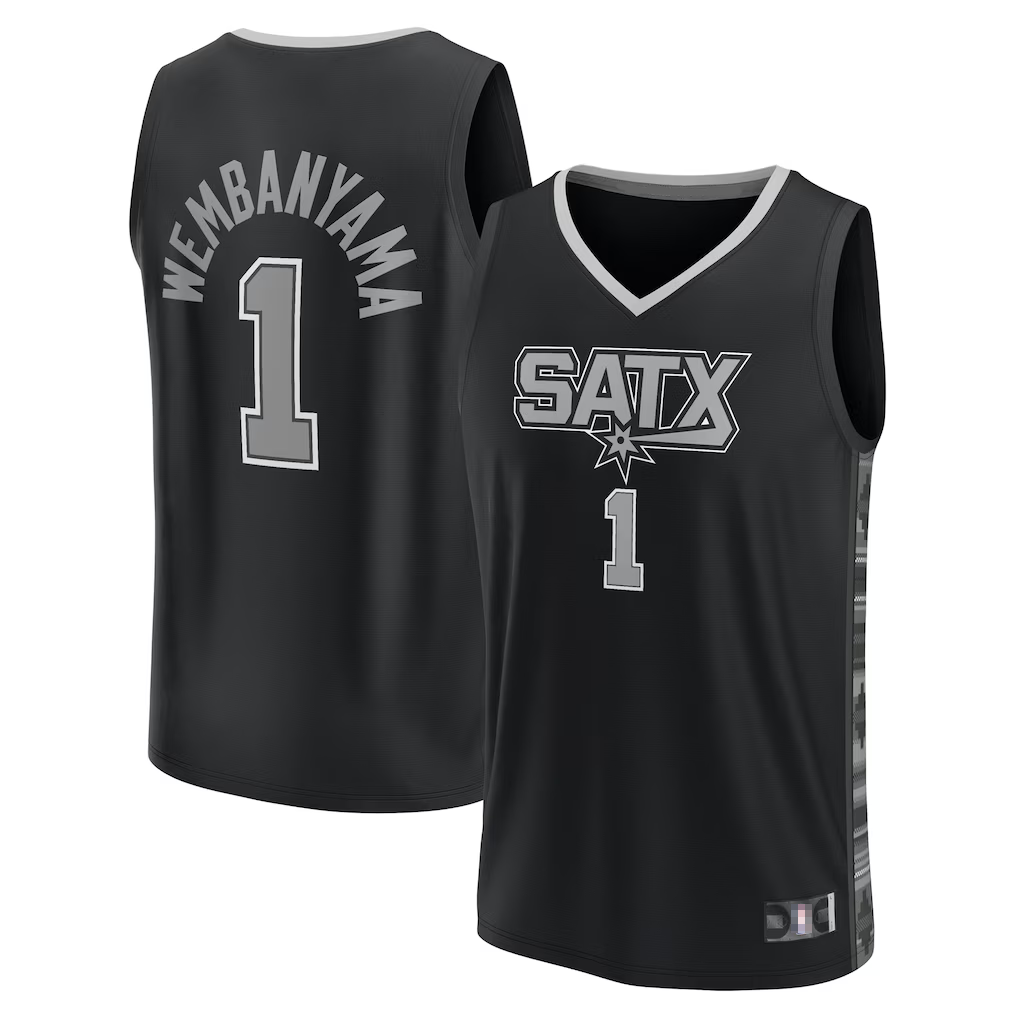 Edoa SA.Spurs #1 Victor Wembanyama Fanatics Black Fast Break Replica Player Jerseys - Statement Edition