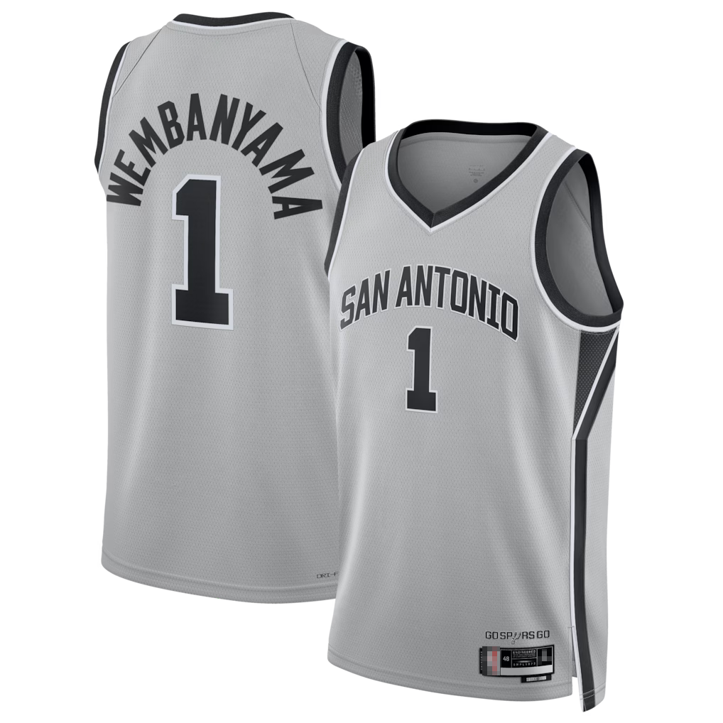 Edoa SA.Spurs #1 Victor Wembanyama Silver Swingman Jerseys - Statement Edition