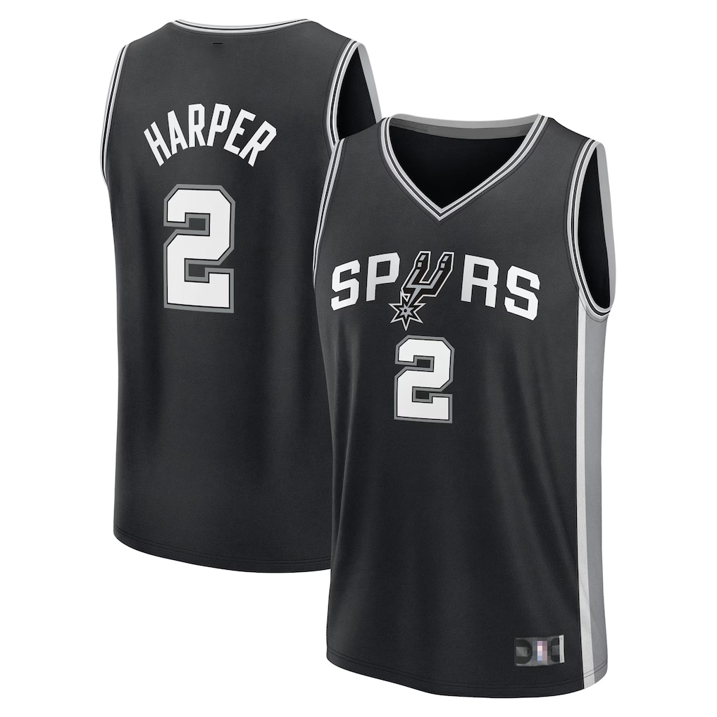 Edoa SA.Spurs #2 Dylan Harper Fanatics Black Fast Break Jerseys - Icon Edition