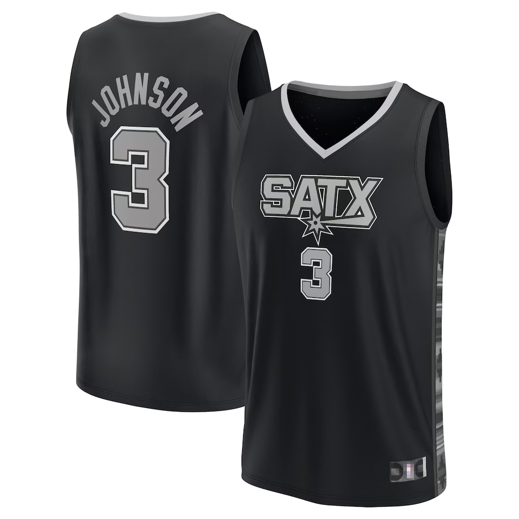 Edoa SA.Spurs #3 Keldon Johnson Fanatics Black Fast Break Replica Player Jerseys - Statement Edition