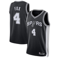 Edoa SA.Spurs #4 De'Aaron Fox Black Swingman Player Jerseys - Icon Edition