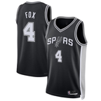 Edoa SA.Spurs #4 De'Aaron Fox Black Swingman Player Jerseys - Icon Edition