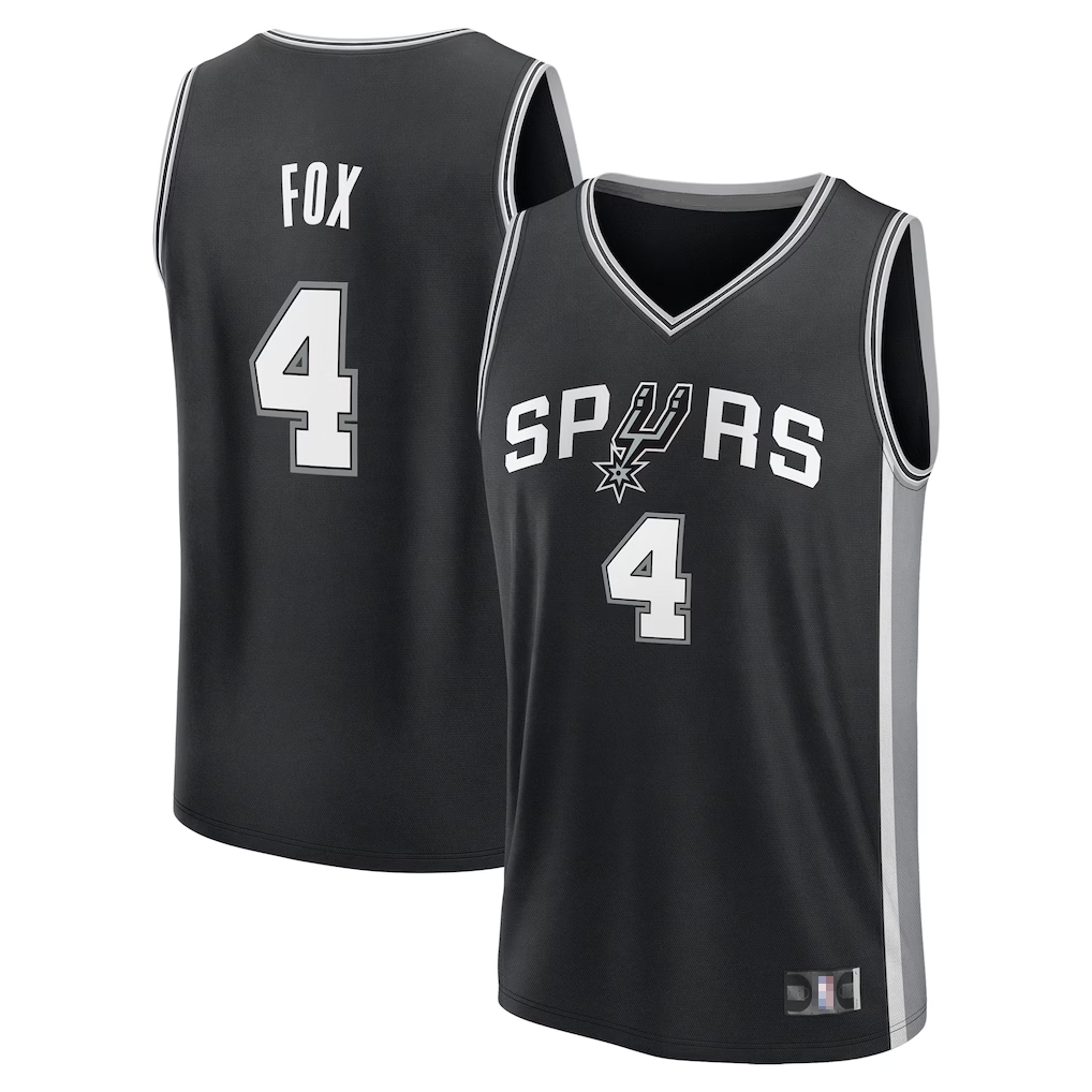 Edoa SA.Spurs #4 De'Aaron Fox Fanatics Black Fast Break Replica Player Jerseys - Icon Edition