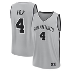 Edoa SA.Spurs #4 De'Aaron Fox Fanatics Silver Fast Break Jerseys - Statement Edition
