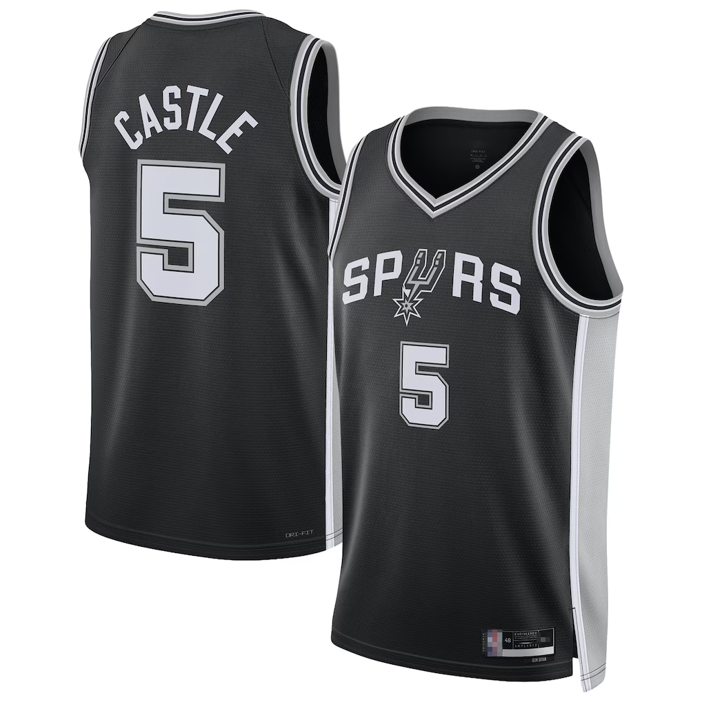 Edoa SA.Spurs #5 Stephon Castle Black Swingman Jerseys - Icon Edition