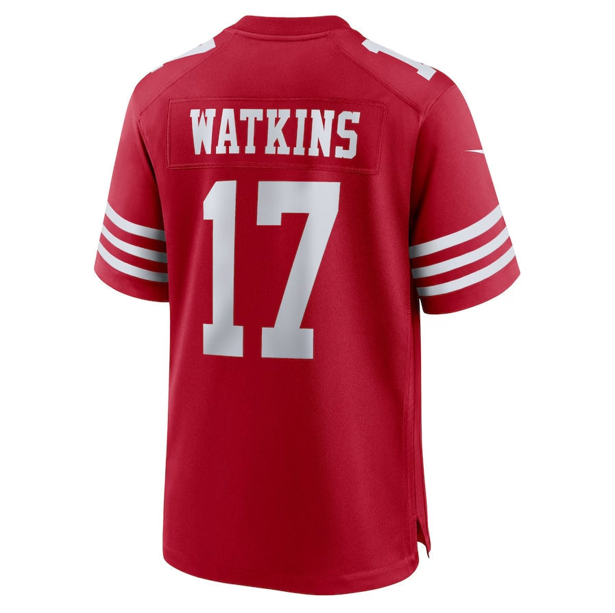 SF.49ers #17 Jordan Watkins Scarlet Team Game Stitched American Football Jerseys