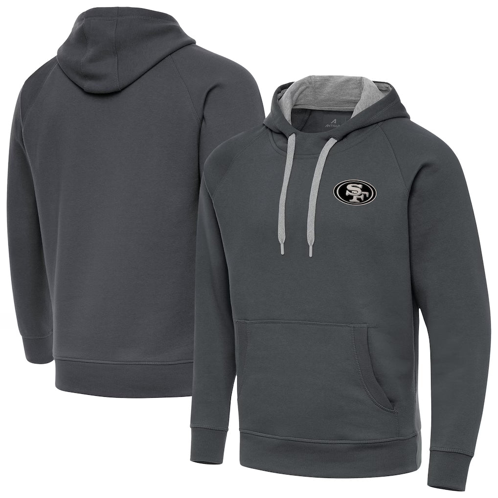 SF.49ers Charcoal Victory Pullover Hoodie Player Football Jerseys