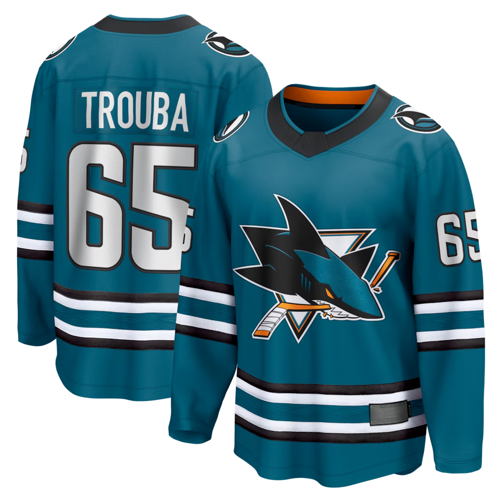 Gdoa S.Jose Sharks #65 Jacob Trouba Teal Home Breakaway Jerseys