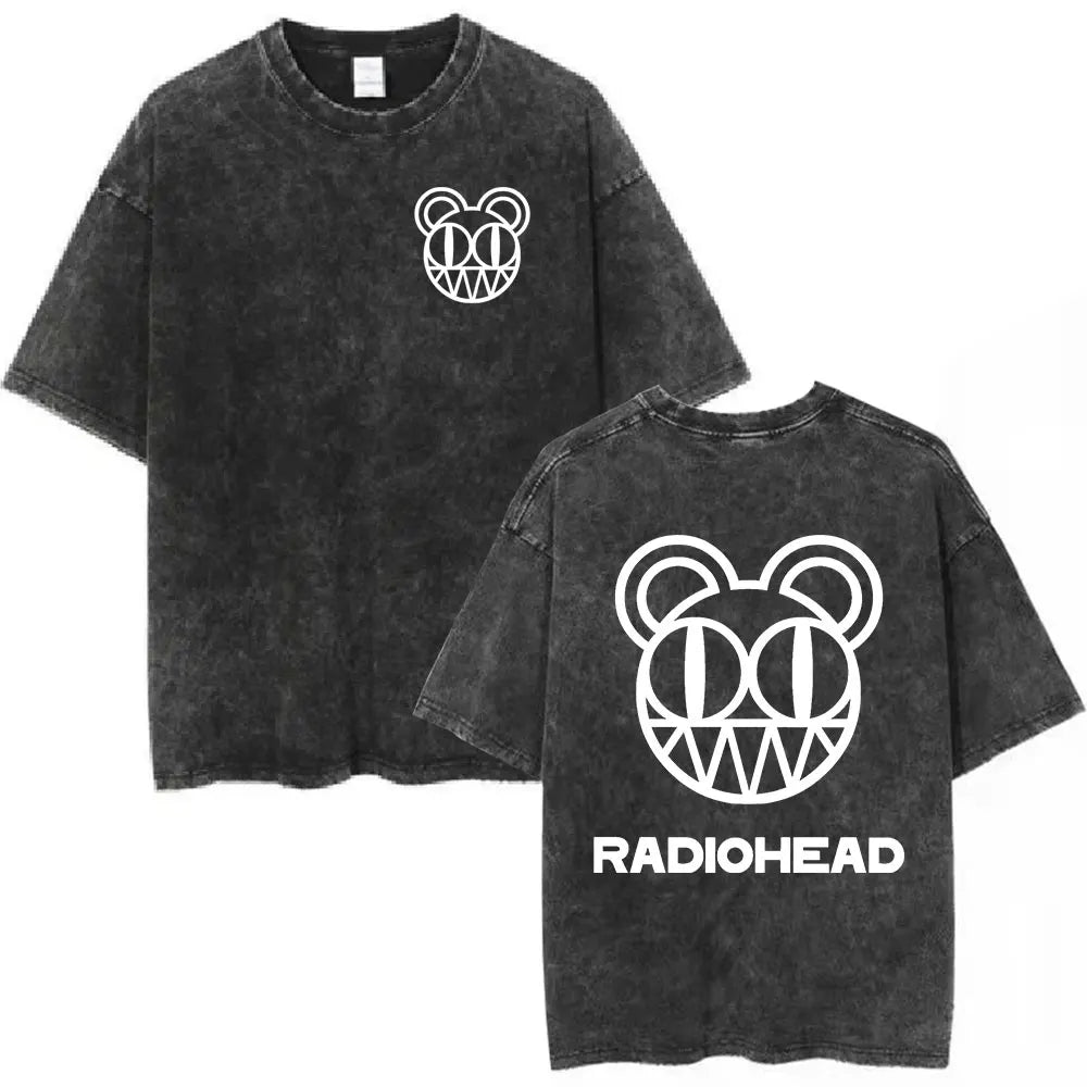 Cheap T-shirt Jerseys Radiohead Rock Band Washed Cotton T Shirt Men Women Hip Hop Music Tee Fashion Short Sleeve Tshirt Summer Oversized T-shirts Tops