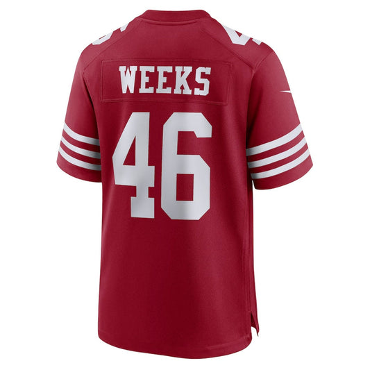 SF.49ers #46 Jon Weeks Scarlet Team Game American Football Jerseys