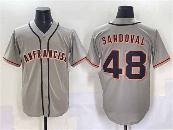 San Francisco Giants #48 Pablo Sandoval Gray Cool Base Stitched Baseball Jersey