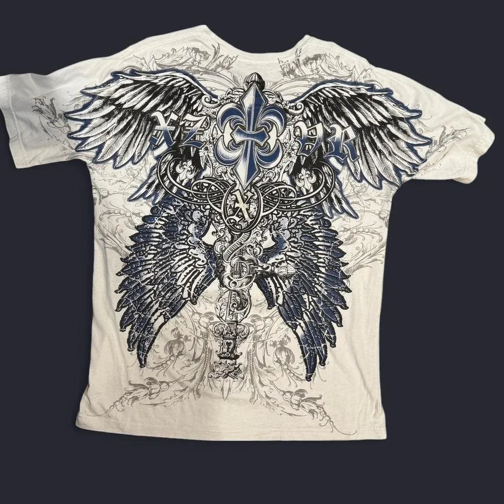 Cheap T-shirt Jerseys Retro Xtreme Angel Wing Men Yellow Short Sleeves Harajuku High Street American Fashion T-shirt Man Women Summer Tops
