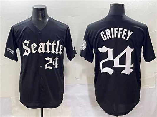 Seattle Mariners #24 Ken Griffey Jr. Black 'Deep Sea Gothic Edition' Vapor Premier Limited Stitched Baseball Jersey