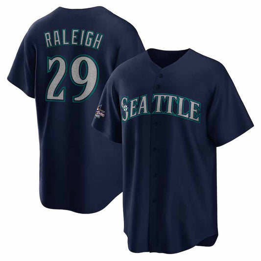 Seattle Mariners #29 Cal Raleigh 2025 All-Star Game Road Replica Player Jersey - Navy Stitched Baseball Jersey