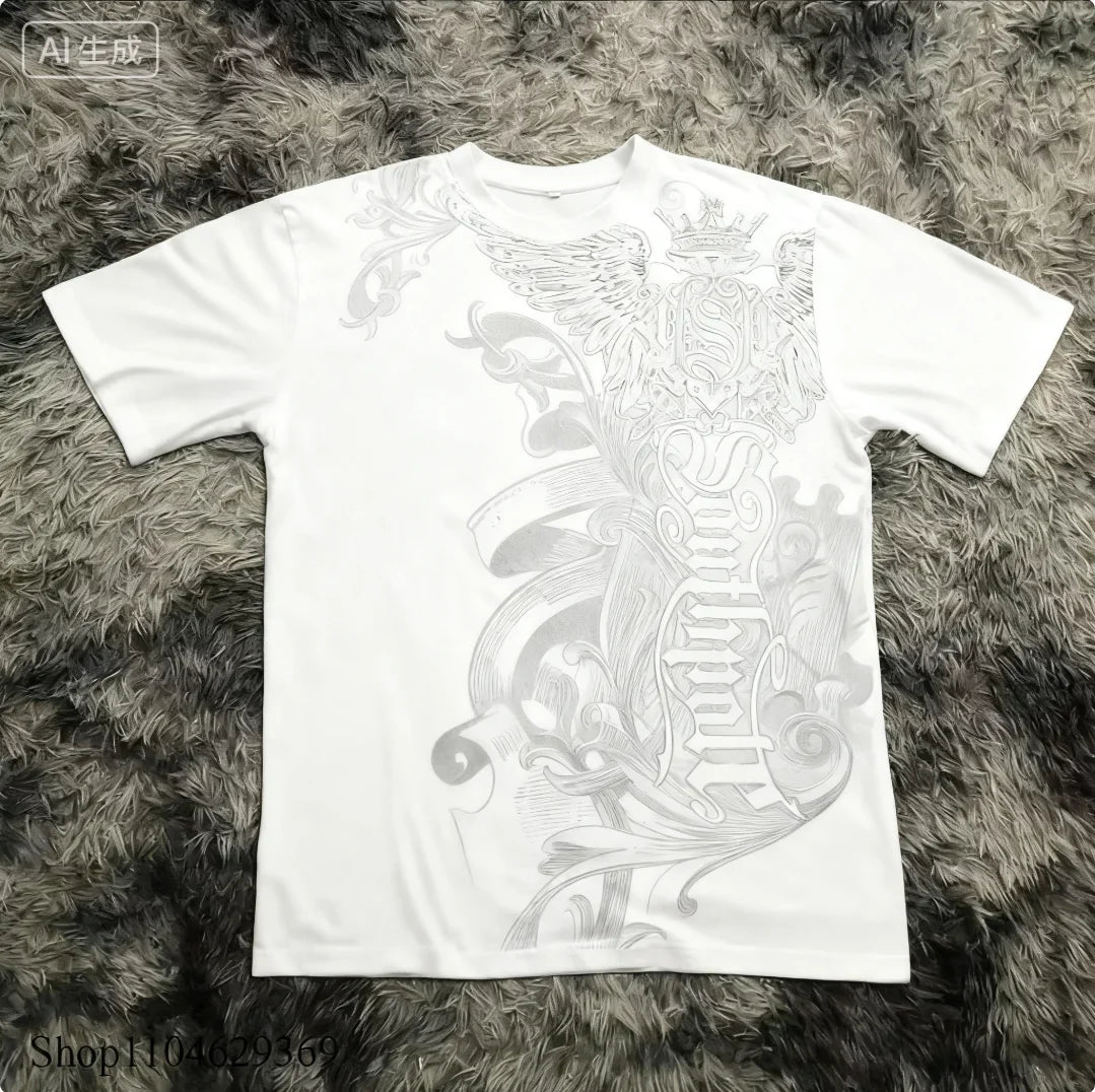 Cheap T-shirt Jerseys Classic Y2K Gothic Style T-shirt Print Oversized T Shirt High Street Shirts Gothic Round Neck Cotton Tops New Mens Women T Shirt
